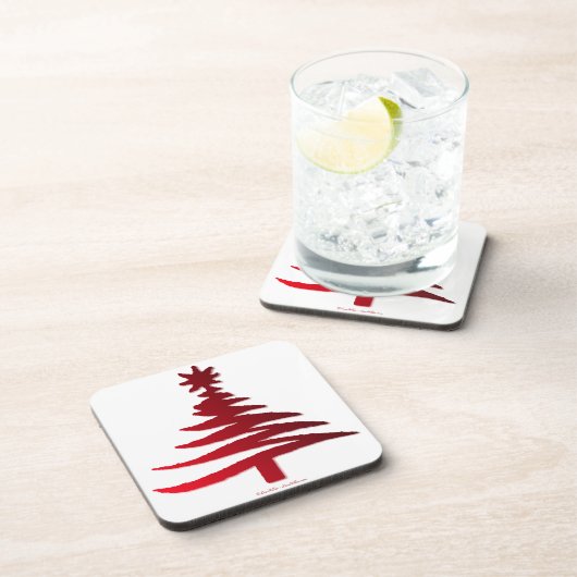 Moderne Weihnachtsbaum Stift Rot drucken Untersetzer (Rechte Seite)