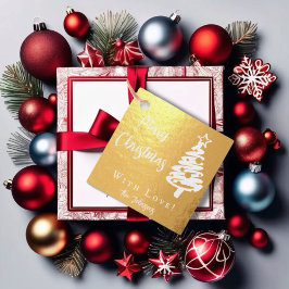 Moderne Weihnachtsbaum- und Kalligraphiebotschafte Geschenkanhänger