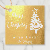 Moderne Weihnachtsbaum- und Kalligraphiebotschafte Geschenkanhänger (Vorderseite)