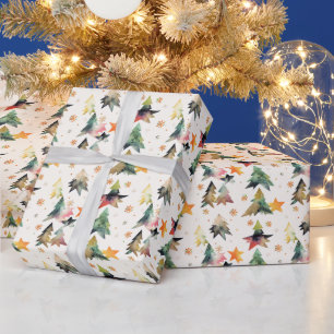 Moderne Weihnachtsbaum-Wasserfarben-Verpackungspap Geschenkpapier