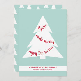 Moderne Weihnachtsbaum Weihnachtsschrift auf Mint  Feiertagskarte