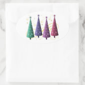 Moderne Weihnachtsbaumaufkleber Ovaler Aufkleber (Tasche)