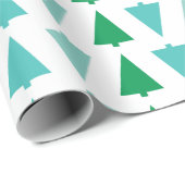 Moderne Weihnachtsbäume Aqua Holiday Gemustert Geschenkpapier (Rolleneckpunkt)
