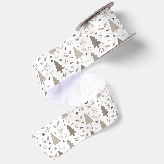Moderne Weihnachtsbäume Beige Satinband (Rückseite)
