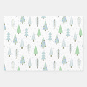 Moderne Weihnachtsbäume Blue Green Pattern Trio Geschenkpapier Set (Vorderseite)
