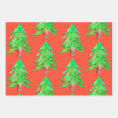 Moderne Weihnachtsbäume, buntes Kunstdesign Geschenkpapier Set (Vorderseite)