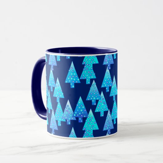 Moderne Weihnachtsbäume der Blume, Deep Blue Tasse (Vorderseite Links)