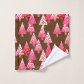 Moderne Weihnachtsbäume der Blume, Korallenrosa un Badhandtuch Set (Waschlappen)
