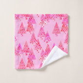 Moderne Weihnachtsbäume der Blume, Pastel Pink Badhandtuch Set (Waschlappen)