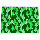 Moderne Weihnachtsbäume der Blume, piniengrün Große Geschenktüte (Vorderseite)