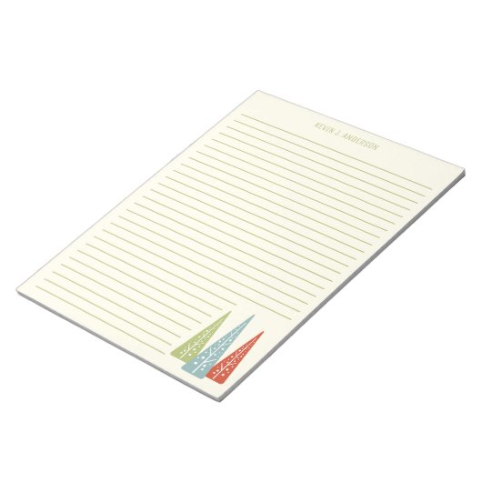 Moderne Weihnachtsbäume des Mitteljahrhunderts Lin Notizblock (angewinkelt)