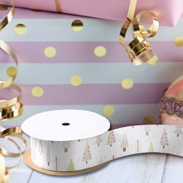 Moderne Weihnachtsbäume Dusty Rose Pink Satinband