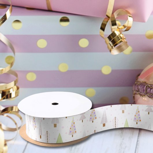 Moderne Weihnachtsbäume Dusty Rose Pink Satinband