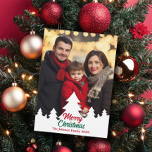 Moderne Weihnachtsbäume Familienrotes Foto