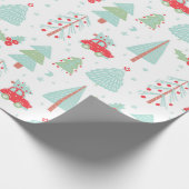 Moderne Weihnachtsbäume Feiertage Roter Wagen Geschenkpapier (Ecke)