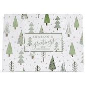 Moderne Weihnachtsbäume FROHE FESTTAGE Sage Große Geschenktüte (Vorderseite)