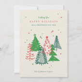 Moderne Weihnachtsbäume glückliche Ferien Feiertagskarte (Vorderseite)