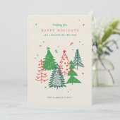 Moderne Weihnachtsbäume glückliche Ferien Feiertagskarte (Stehend Vorderseite)