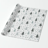 Moderne Weihnachtsbäume grau Geschenkpapier (Ungerollt)