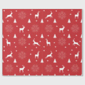 Moderne Weihnachtsbäume, Hirsche, Rot Geschenkpapier (Flach)