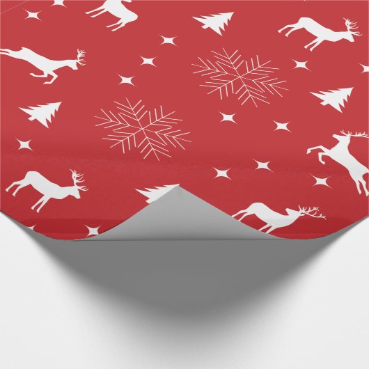 Moderne Weihnachtsbäume, Hirsche, Rot Geschenkpapier (Ecke)