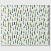 Moderne Weihnachtsbäume Illustriertes Muster Geschenkpapier (Flach)