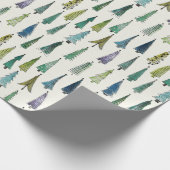 Moderne Weihnachtsbäume Illustriertes Muster Geschenkpapier (Ecke)