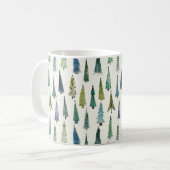 Moderne Weihnachtsbäume illustriertes Muster Kaffeetasse (Vorderseite Links)
