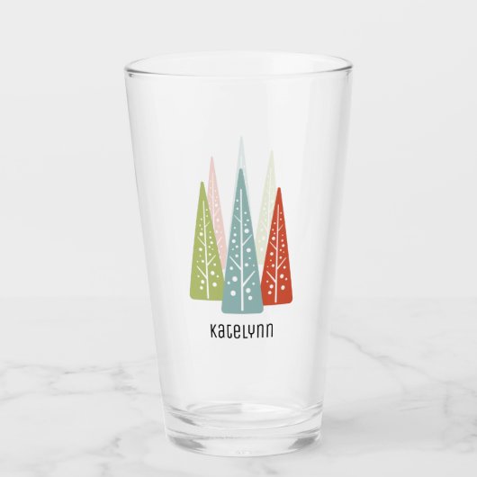 Moderne Weihnachtsbäume im Mittelalter Personalisi Glas (Vorderseite)