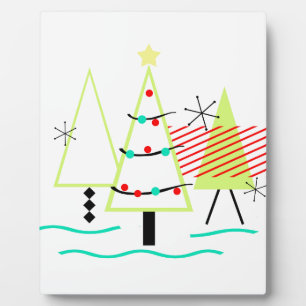 moderne Weihnachtsbäume im Retro-Stil der Mitte de Fotoplatte