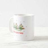Moderne Weihnachtsbäume in Wasserfarbe - Frohe Wei Kaffeetasse (Vorderseite Links)