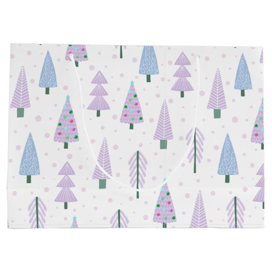 Moderne Weihnachtsbäume Lavender Abstrakte Muster Große Geschenktüte (Rückseite)