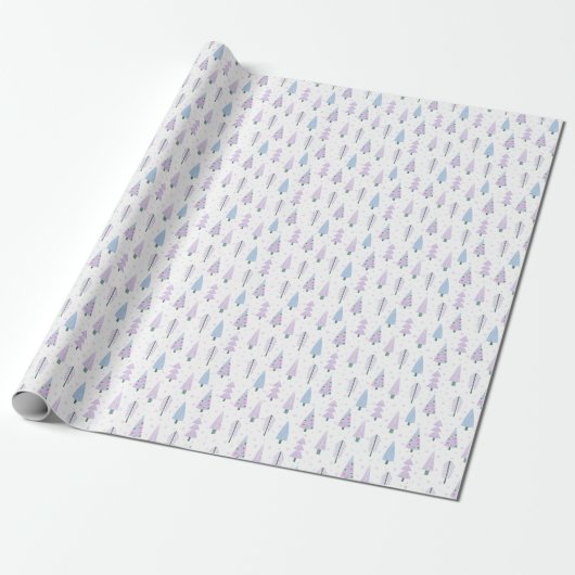 Moderne Weihnachtsbäume Lavender Blue Pattern Geschenkpapier (Ungerollt)