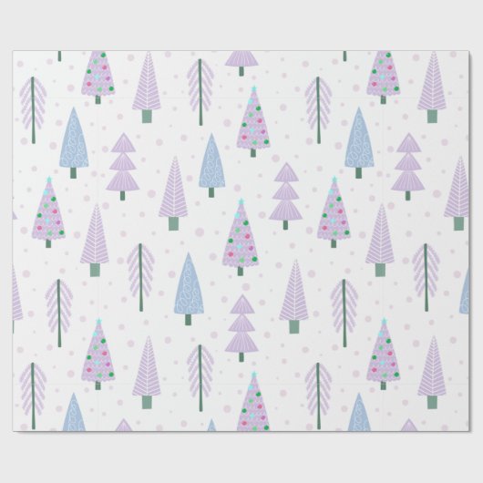 Moderne Weihnachtsbäume Lavender Blue Pattern Geschenkpapier (Flach)