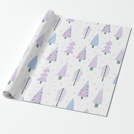 Moderne Weihnachtsbäume Lavender Blue Pattern Geschenkpapier (Ungerollt)
