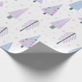 Moderne Weihnachtsbäume Lavender Blue Pattern Geschenkpapier (Ecke)