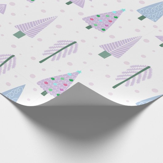 Moderne Weihnachtsbäume Lavender Blue Pattern Geschenkpapier (Ecke)