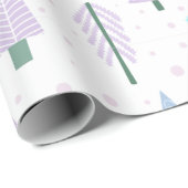 Moderne Weihnachtsbäume Lavender Blue Pattern Geschenkpapier (Rolleneckpunkt)