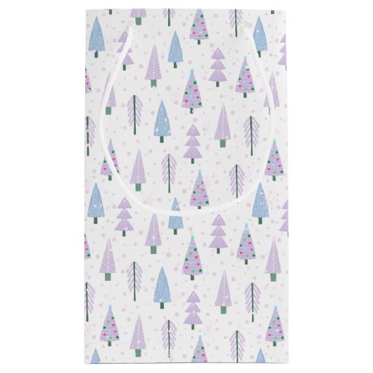 Moderne Weihnachtsbäume Lavender Blue White Kleine Geschenktüte (Rückseite)