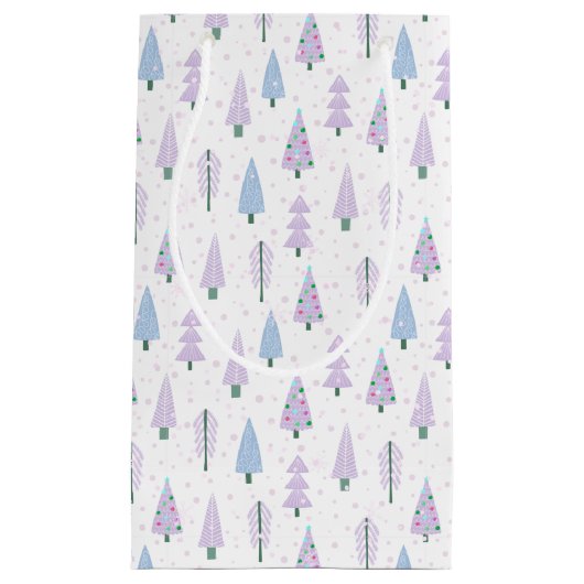 Moderne Weihnachtsbäume Lavender Blue White Kleine Geschenktüte (Vorderseite)
