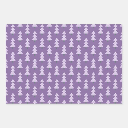 Moderne Weihnachtsbäume Lavender Pattern Geschenkpapier Set (Vorderseite 3)