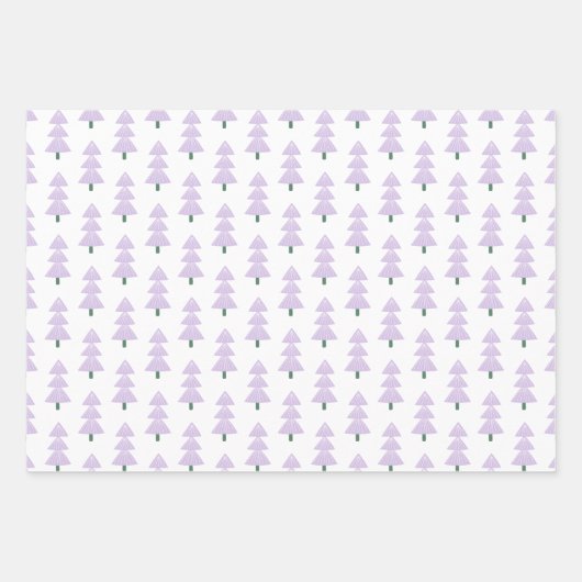 Moderne Weihnachtsbäume Lavender Pattern Trio Geschenkpapier Set (Vorderseite 3)