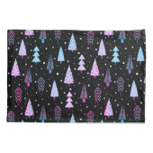Moderne Weihnachtsbäume Lila rosa Schwarzes Muster Kissenbezug (Rückseite)