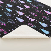 Moderne Weihnachtsbäume Lila rosa Schwarzes Muster Sherpadecke (3/4)