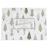 Moderne Weihnachtsbäume MERRY CHRISTMAS Script Sag Große Geschenktüte (Vorderseite)