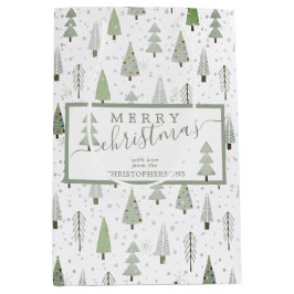 Moderne Weihnachtsbäume MERRY CHRISTMAS Script Sag Mittlere Geschenktüte