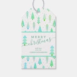 Moderne Weihnachtsbäume MERRY CHRISTMAS Skript Geschenkanhänger