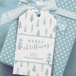 Moderne Weihnachtsbäume MERRY CHRISTMAS Skript Geschenkanhänger