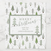 Moderne Weihnachtsbäume MERRY CHRISTMAS Skript Weinetikett (Einzelnes Label)
