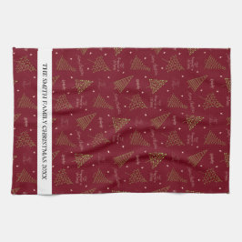 Moderne Weihnachtsbäume mit Familiennamen Geschirrtuch